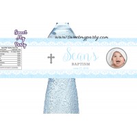 Baptism water bottle labels with photo for boy,Christening water bottle labels,(1bb)